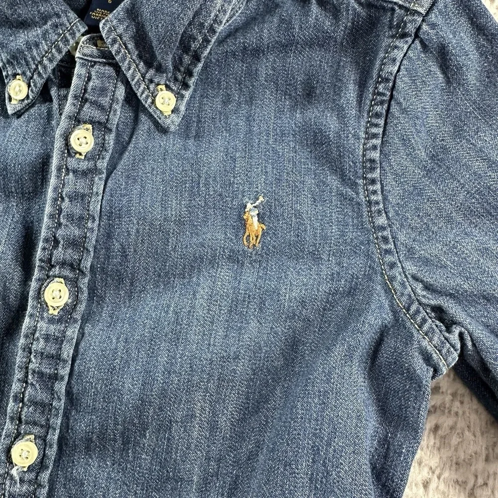 Polo Ralph Lauren Denim Shirt Dress A Line Youth‎ Girls 6 Flowy Pockets